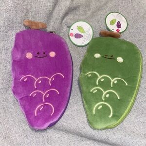 Purple and Green Grapes Plush Pencil Case
